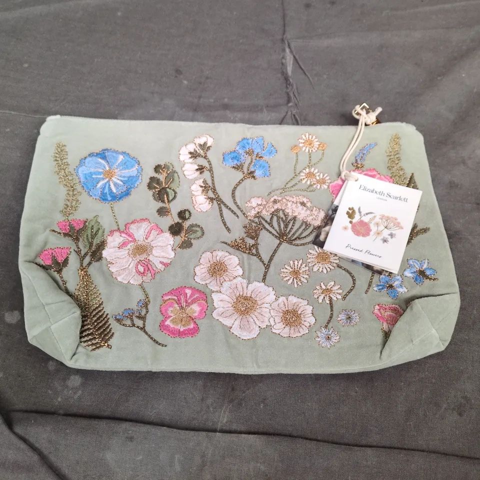 ELIZABETH SCARLETT LONDON FLORAL EMBROIDERED CLUTCH BAG WITH DUST BAG
