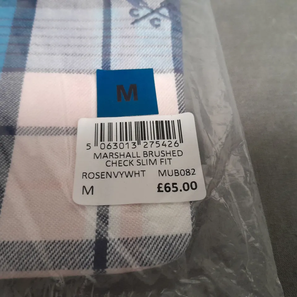 BAGGED CREW CLOTHING MARSHALL BRUSHED CHECK SLIM FIT CHECK SHIRT - M