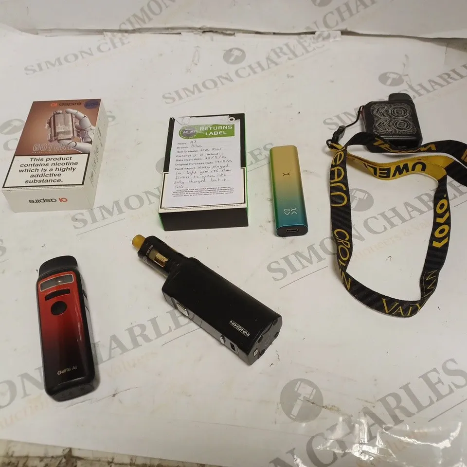 APPROXIMATELY 30 ASSORTED VAPE PRODUCTS INCLUDING: VOOPOO, ASPIRE