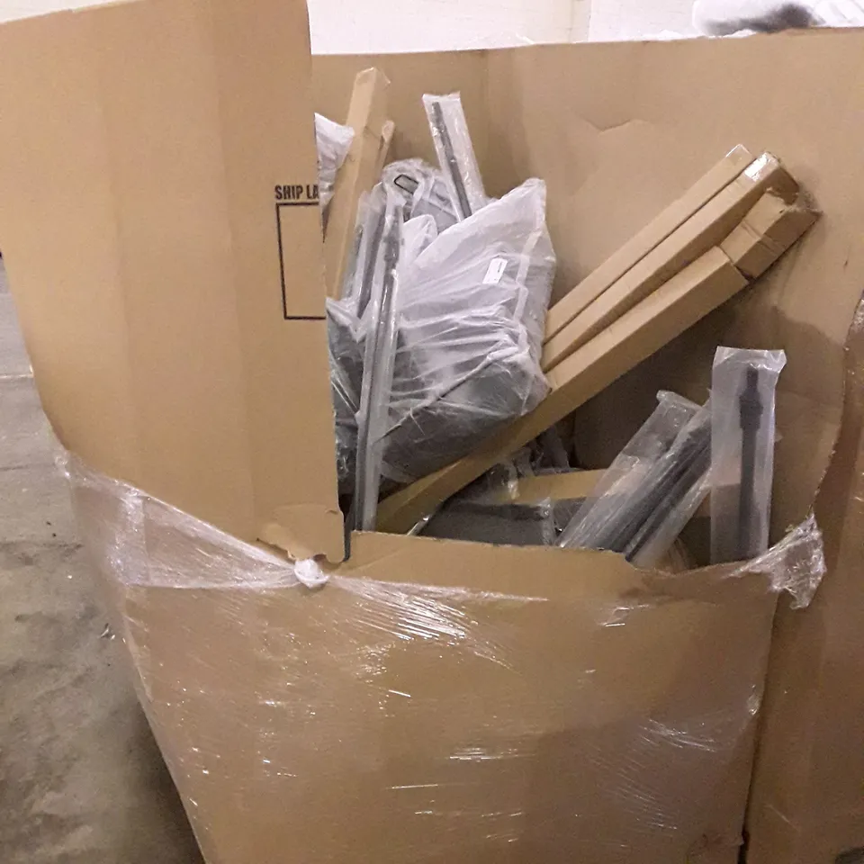 PALLET OF ASSORTED PRODUCTS INCLUDING ROUND BALLOON ARCH STAND, WARM FOOT BOTTOM CURE MASSAGER, DISH DRYING RACK, HONEY ADVENT CALENDER, METAL CURTAIN POLE 