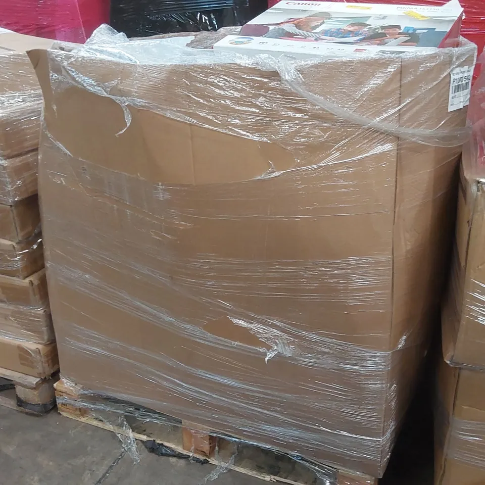 PALLET CONTAINING A VERY LARGE QUANTITY OF ASSORTED UNTESTED ELECTRICAL PRODUCTS INCLUDING: WIRELESS HEADPHONES, CANON PRINTERS, BLUETOOTH BOOMBOX, INTELLIGENT VACUUM CLEANER ECT