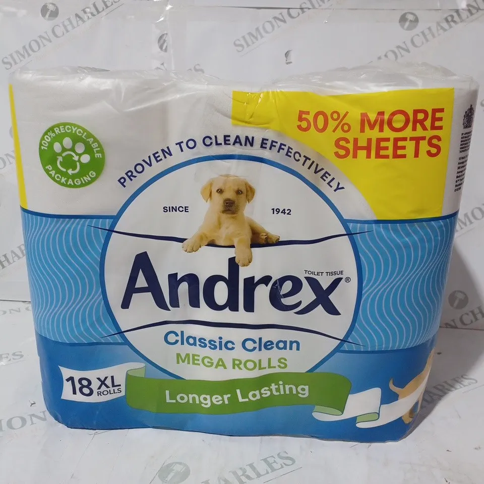 ANDREX PACK OF 18 CLASSIC CLEAN LONGER LASTING MEGA ROLLS