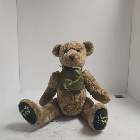 VINTAGE HARRODS TEDDY BEAR WITH CAMOUFLAGE SCARF