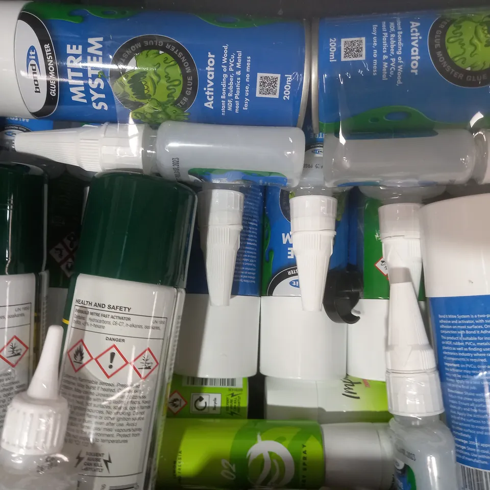 APPROXIMATELY 10 ASSORTED AEROSOL ITEMS IN INCLUDE AIR WICK NENUCO, BOND IT MITRE SYSTEM, INSTANT TYRE FIX, ETC - COLLECTION ONLY
