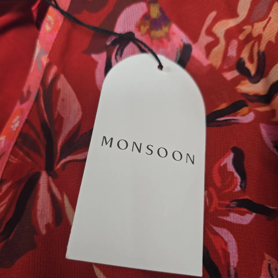 MONSOON WOMEN'S RUST FLORAL MAXI DRESS – UK 22 (EU 50, US 18)