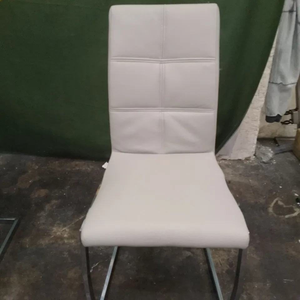 LIGHT GREY LEATHER DINING CHAIR