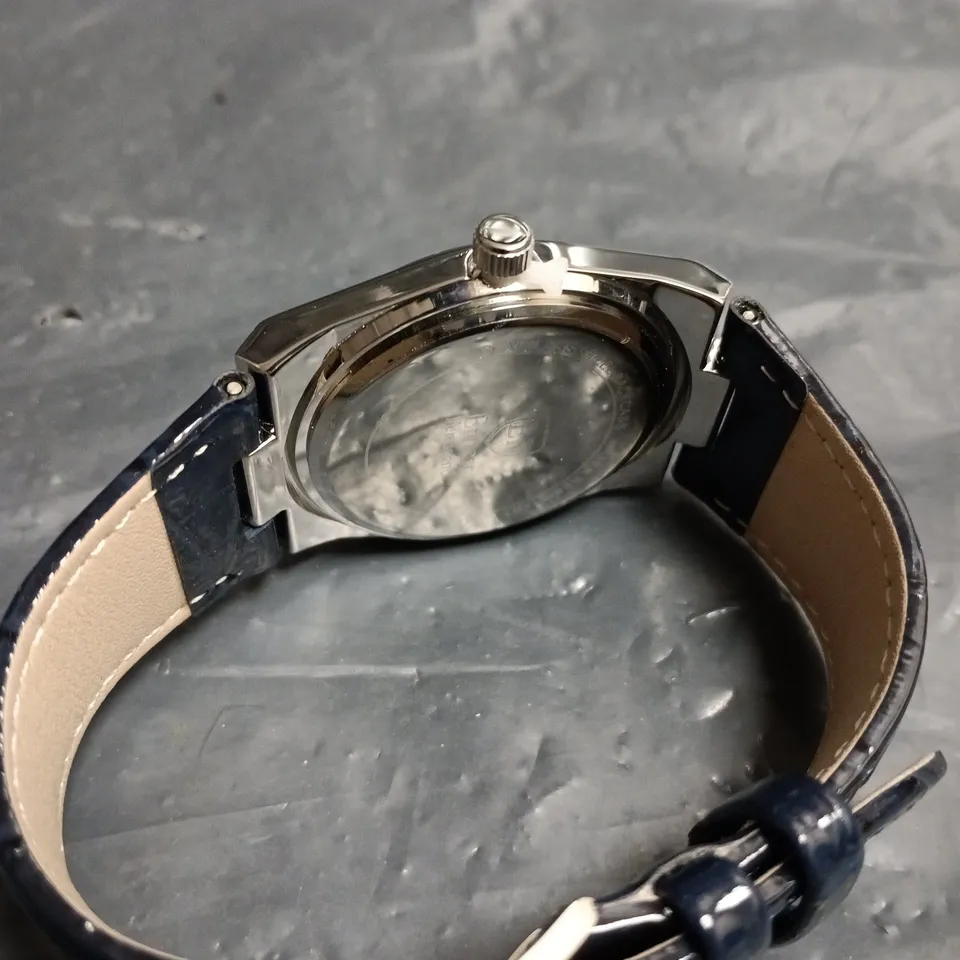 MENS ERNEST FERDINAND WATCH – DAY DATE CALENDAR DIAL – LEATHER STRAP