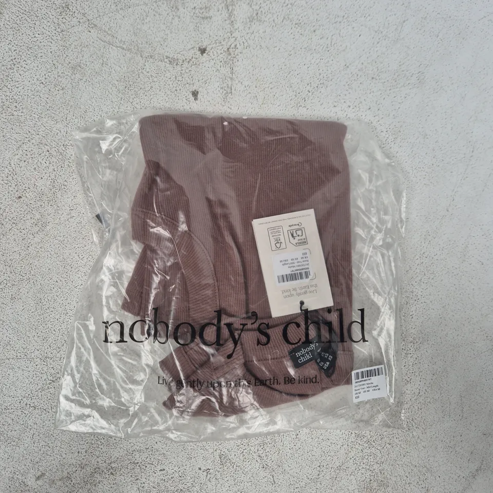 BAGGED NOBODY'S CHILD MID LENGTH RACER VEST IN MOCHA SIZE UK XS