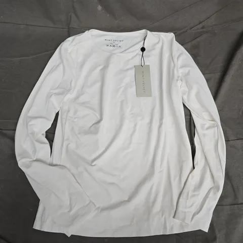 MINT VELVET WHITE LAYERING CREW NECK TOP – WOMEN'S, SIZE M