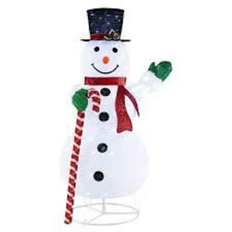 BOXED 150 CM LARGE WHITE PRE-LIT LIGHTED SNOWMAN CHRISTMAS DECORATION