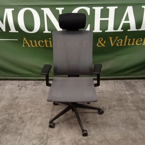 MESH OFFICE CHAIR WITH HEADREST - GREY/BLACK