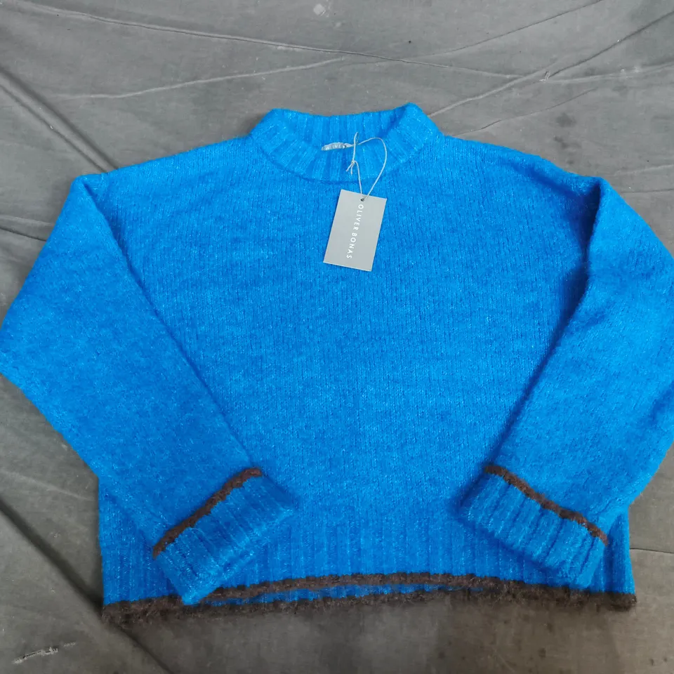 OLIVER BONAS BLUE KNIT JUMPER, UK 6 (EU 34)