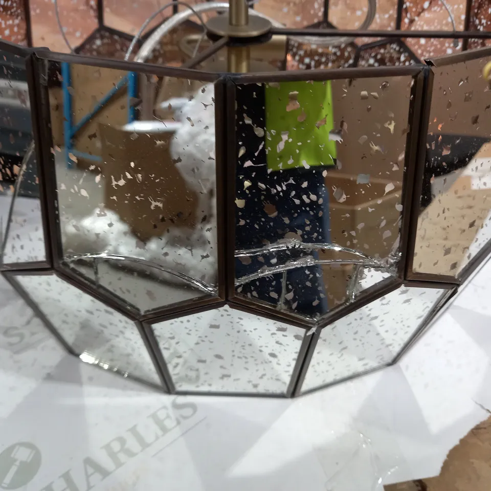 JOHN LEWIS ROMY MIRRORED GLASS PENTAGON CEILING LIGHT, STAINLESS STEEL