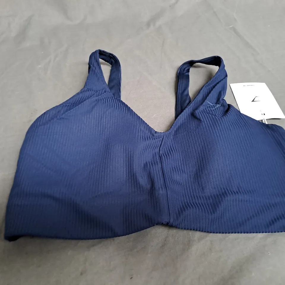 GYMSHARK RIBBE SPORTS BRA IN NAVY - MEDIUM