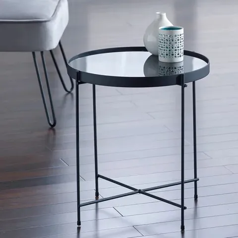 BOXED OAKLAND MIRRORED SIDE TABLE (1 BOX)