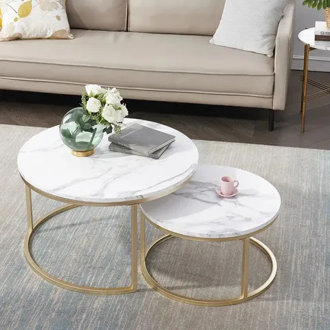 BOXED EMMALINE FRAME COFFEE TABLE - GOLD/MARBLE EFFECT (1 BOX)