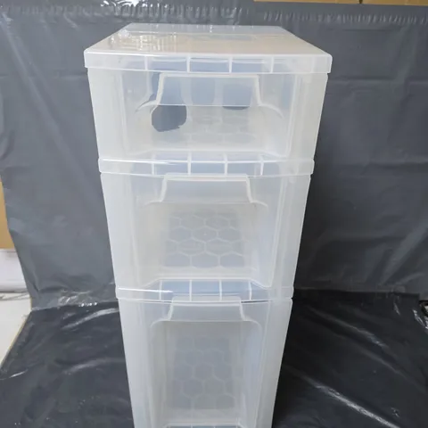 CLEAR 3 DRAWER PLASTIC STORAGE UNIT