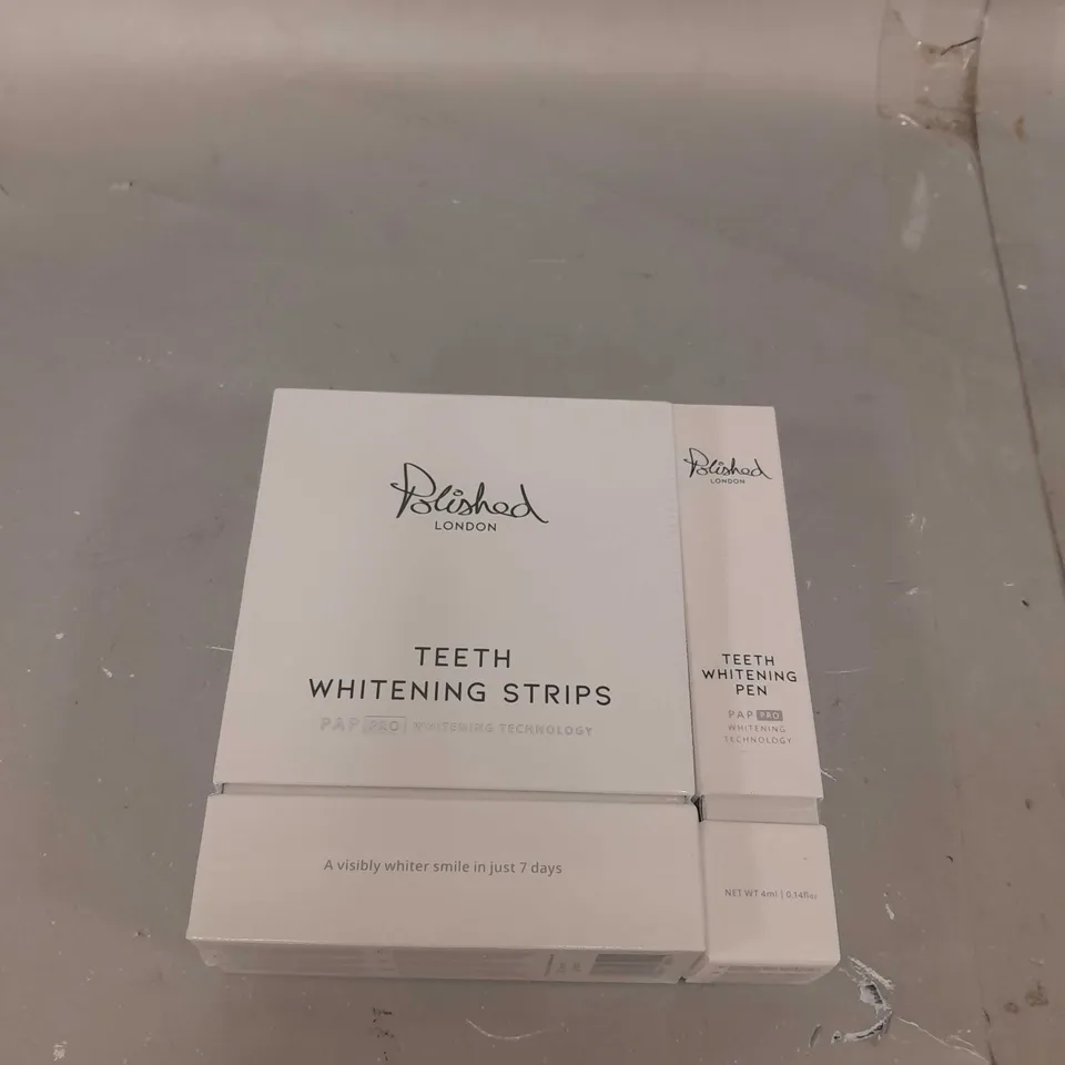 POLISHED LONDON TEETH WHITENING STRIPS 28 DAY PLAN WITH WHITENING PEN