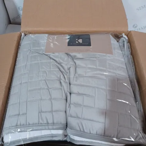 K BY KELLY HOPPEN LUXURY VELVET REVERSIBLE FILLED BEDSPREAD silver double 