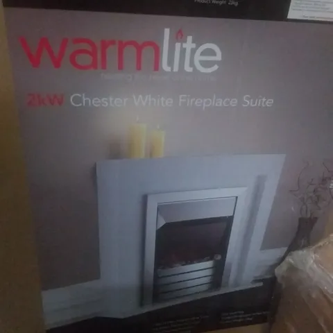 BOXED CHESTER 2KW FIREPLACE SUITE WHITE