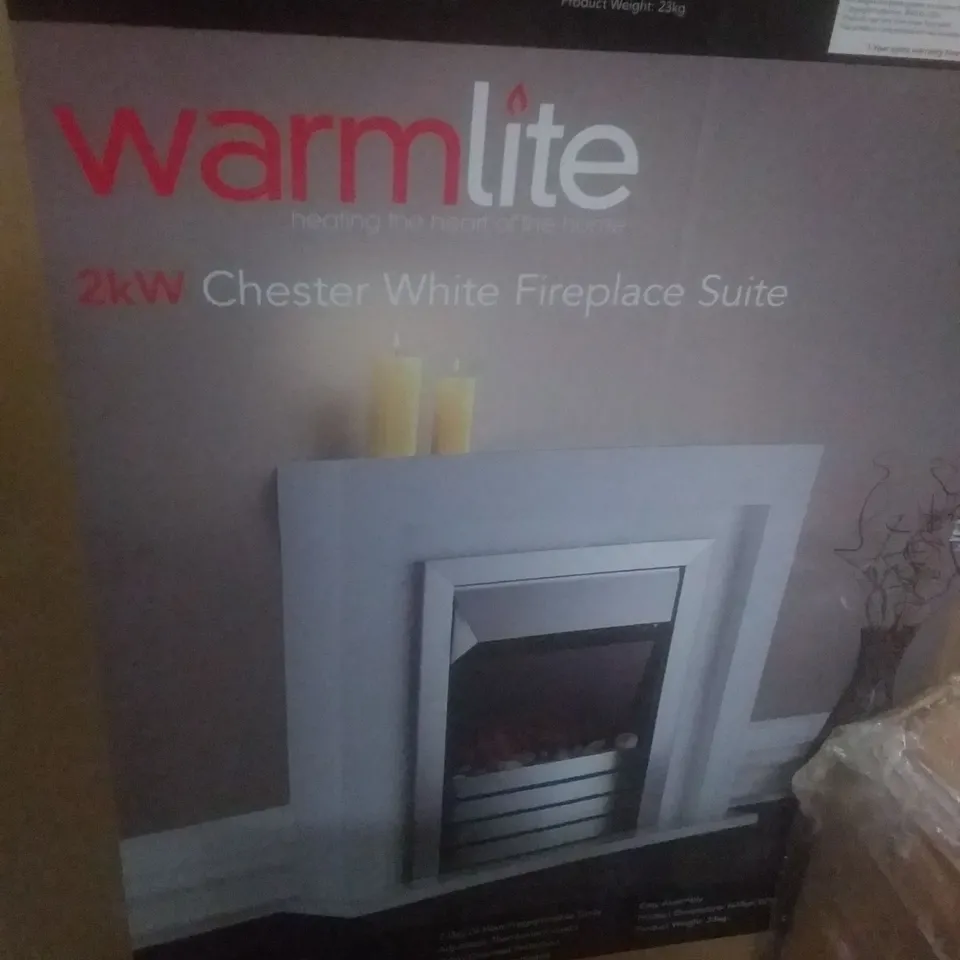 BOXED CHESTER 2KW FIREPLACE SUITE WHITE