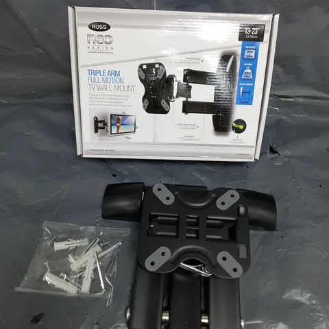BOX OF 4 ROSS NEO SERIES TRIPLE ARMFULL MOTION TV WALL MOUNT 13-23" IN BLACK