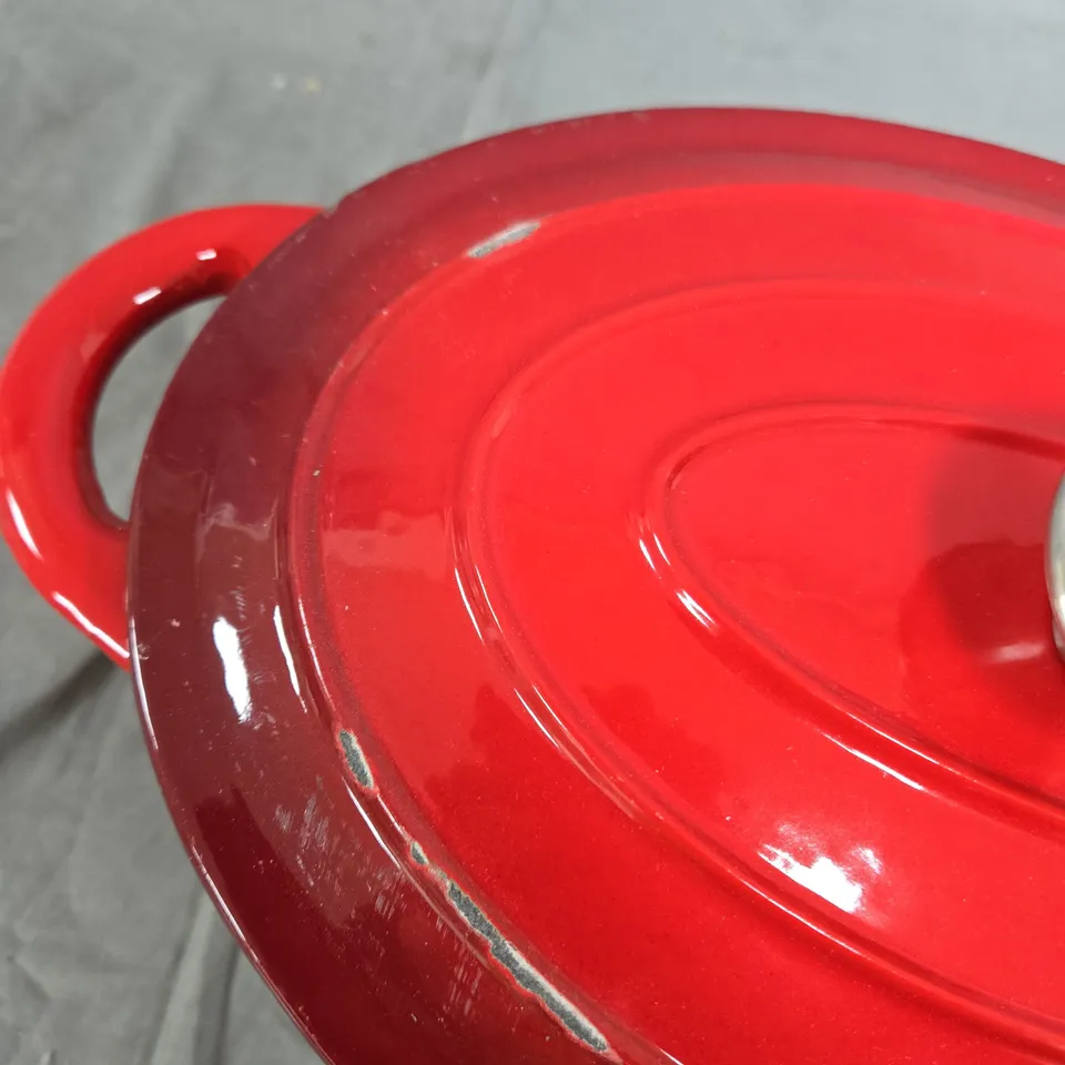 SUNNEX CAST IRON COOKWARE CASSEROLE DISH WITH LID, RED