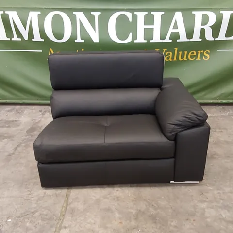QUALITY DESIGNER BRADY BLACK LEATHER 4 SEATER SOFA PIECE (1 PIECE ONLY, INCOMPLETE)