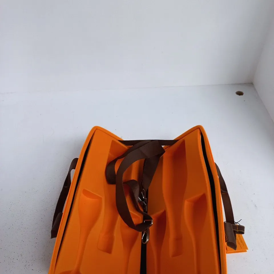 VEUVE CLICQUOT TRAVELLER BOTTLE COOLER TRAVEL CASE - ORANGE WITH BROWN STRAPS