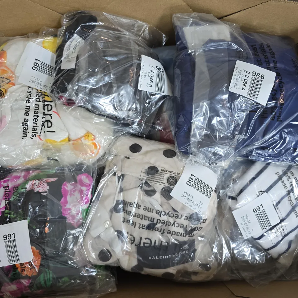 APPROXIMATELY 23 ASSORTED CLOTHING ITEMS IN VARIOUS SIZES, STYLES & SIZES TO INCLUDE MIDNIGHT BLUE BLOUSE , DARK BLUE JUMPSUIT , IVORY T-SHIRT , ETC - COLLECTION ONLY 