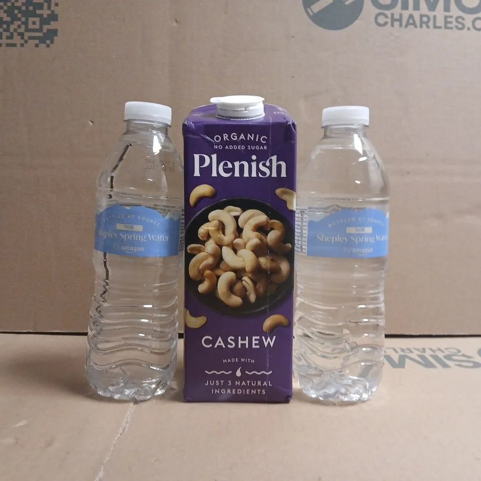 APPROXIMATELY 10 ASSORTED FOOD AND DRINK ITEMS TO INCLUDE SPRING WATER, CASHEW DRINK, ETC