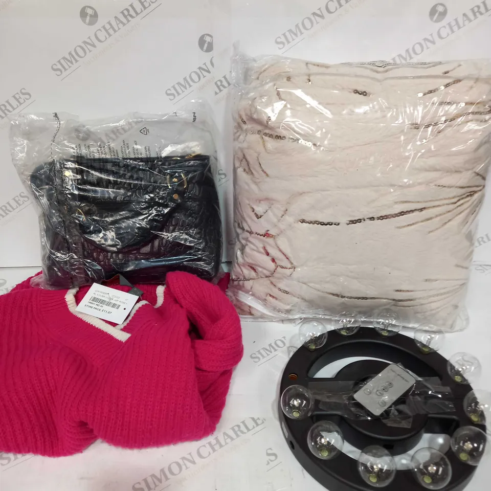APPROXIMATELY 12 X ASSORTED HOUSEHOLD PRODUCTS. INCLUDES CLOTHING, HANDBAG, BEDDING ETC  