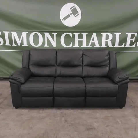 QUALITY DESIGNER ALBION STATIC FAUX LEATHER 3 SEATER SOFA - BLACK