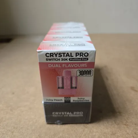 CRYSTAL PRO SWITCH 30K PREFILLED POD KIT – DUAL FLAVOURS (JUICY PEACH / JUICY RASPBERRIES)