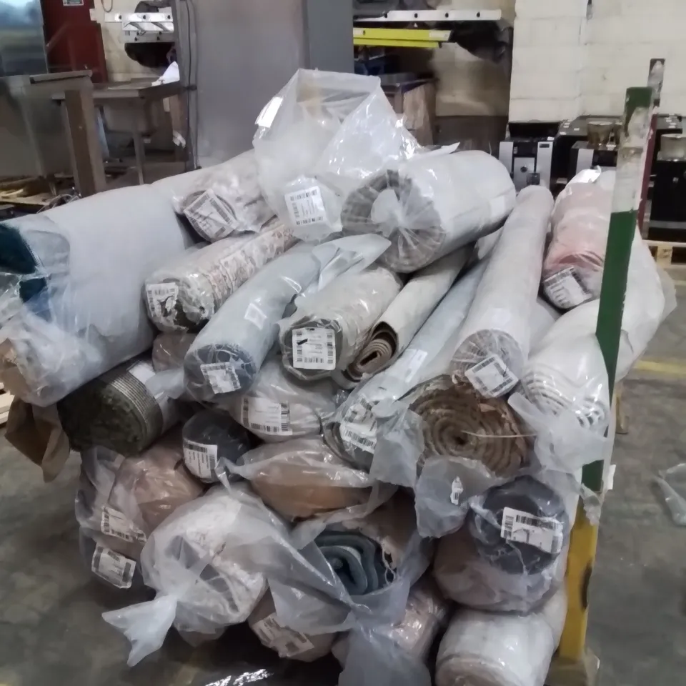 STILLAGE OF APPROXIMATELY 20 BAGGED QUALITY DESIGNER RUGS