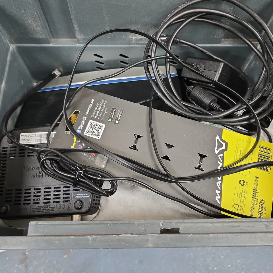 APPROXIMATELY 20 ELECTRICAL ITEMS TO INCLUDE - REMOTE CONTROLS, BT WIFI HUB AND POWER ADAPTERS