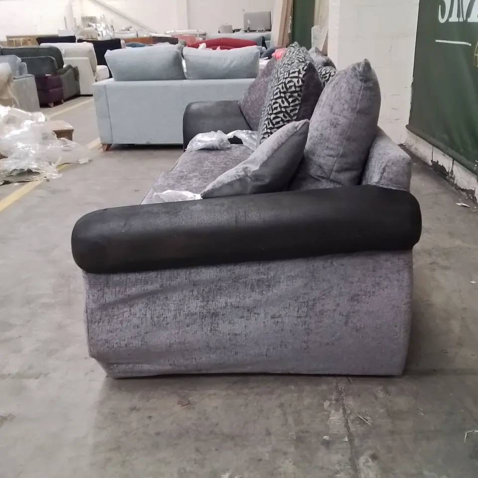 QUALITY DESIGNER FABRIC UPHOLSTERED 3 SEATER LIGHT GREY SOFA