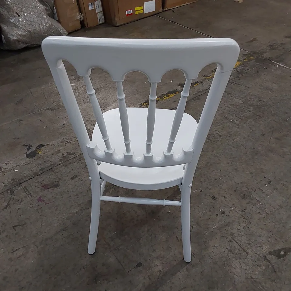 BOXED BABCOCK SOLID WOOD SLAT BACK STACKING DINING CHAIR IN WHITE (1 BOX)
