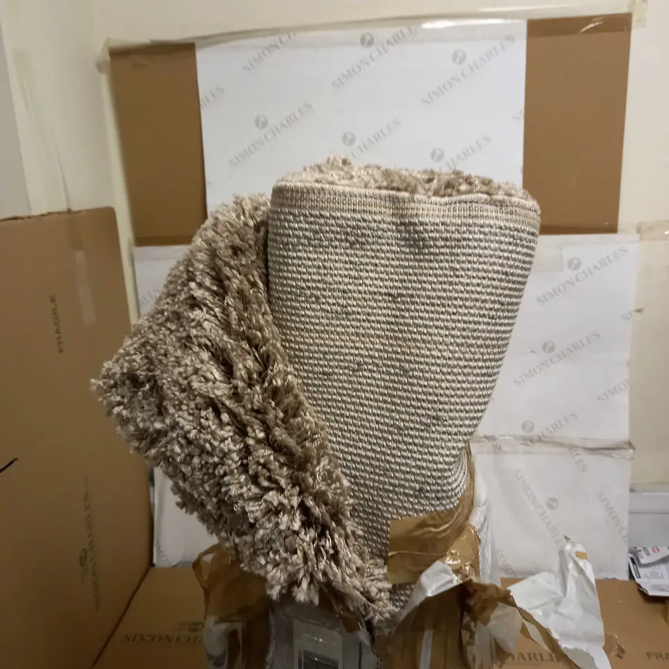 COZEEHOME SOFT SHAGGY NATURAL RUG - 160X230CM COLLECTION ONLY 