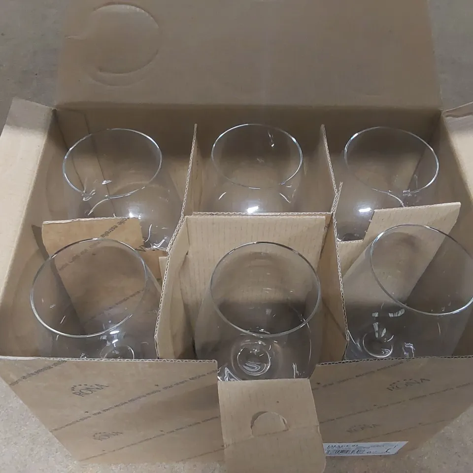 BOX CONTAINING 6x BRAND NEW RONA 360ML WINE GLASSES