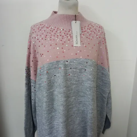 ROMAN UK 2-COLOUR SEQUIN SWEATER SIZE 20