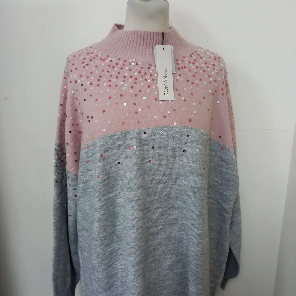 ROMAN UK 2-COLOUR SEQUIN SWEATER SIZE 20