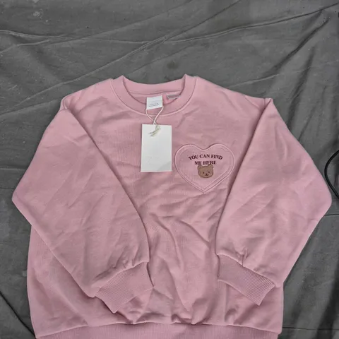 ZARA Kids Pink Sweatshirt with Heart Patch – UK 6-7 (6y / 116 cm)