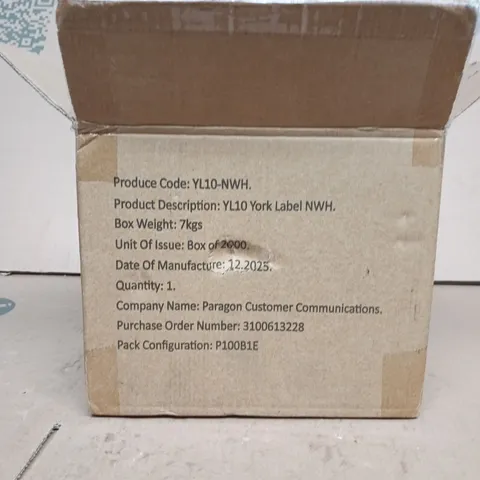 YORK LABEL YL10 NWH LABELS – BOX OF 2000 (PARAGON CUSTOMER COMMUNICATIONS)