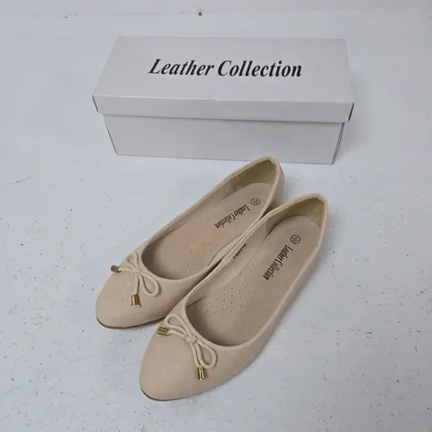 LEATHER COLLECTION NUDE LEATHER BALLET FLATS, UK 4 (EU 37)