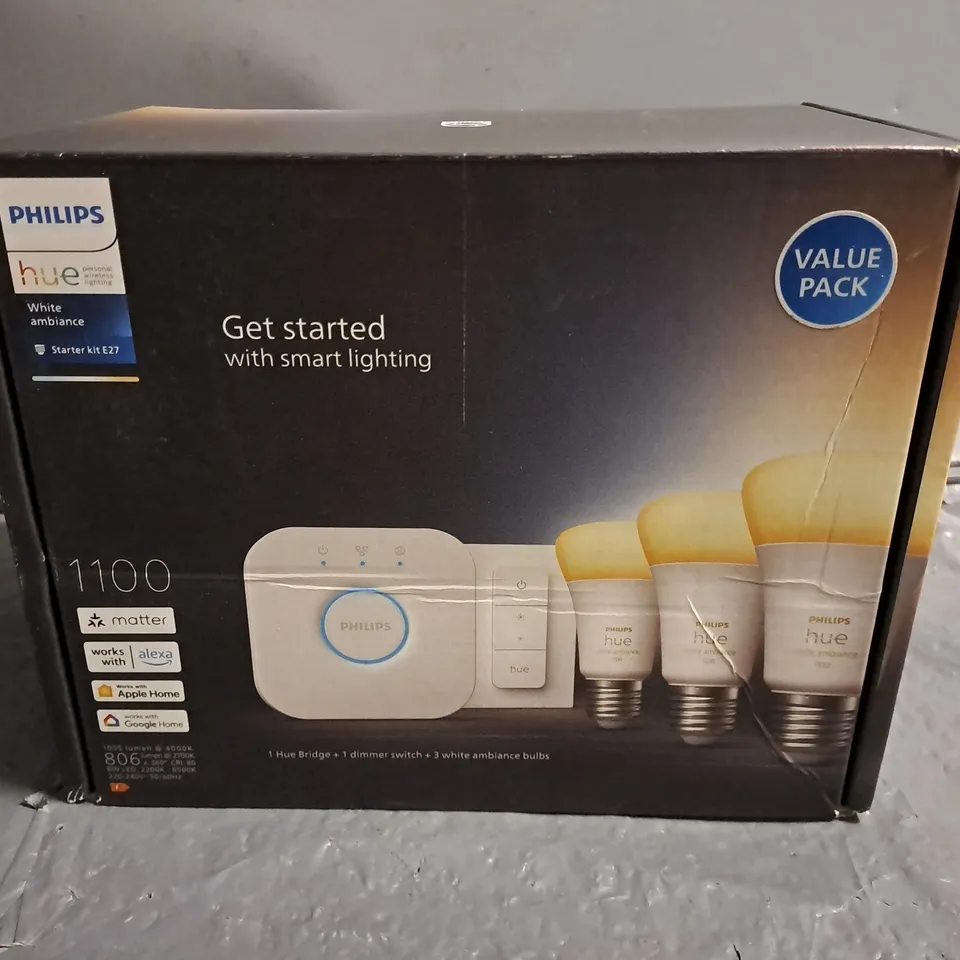 SEALED PHILLIPS HUE WHITE AMBIANCE E27 STARTER KIT