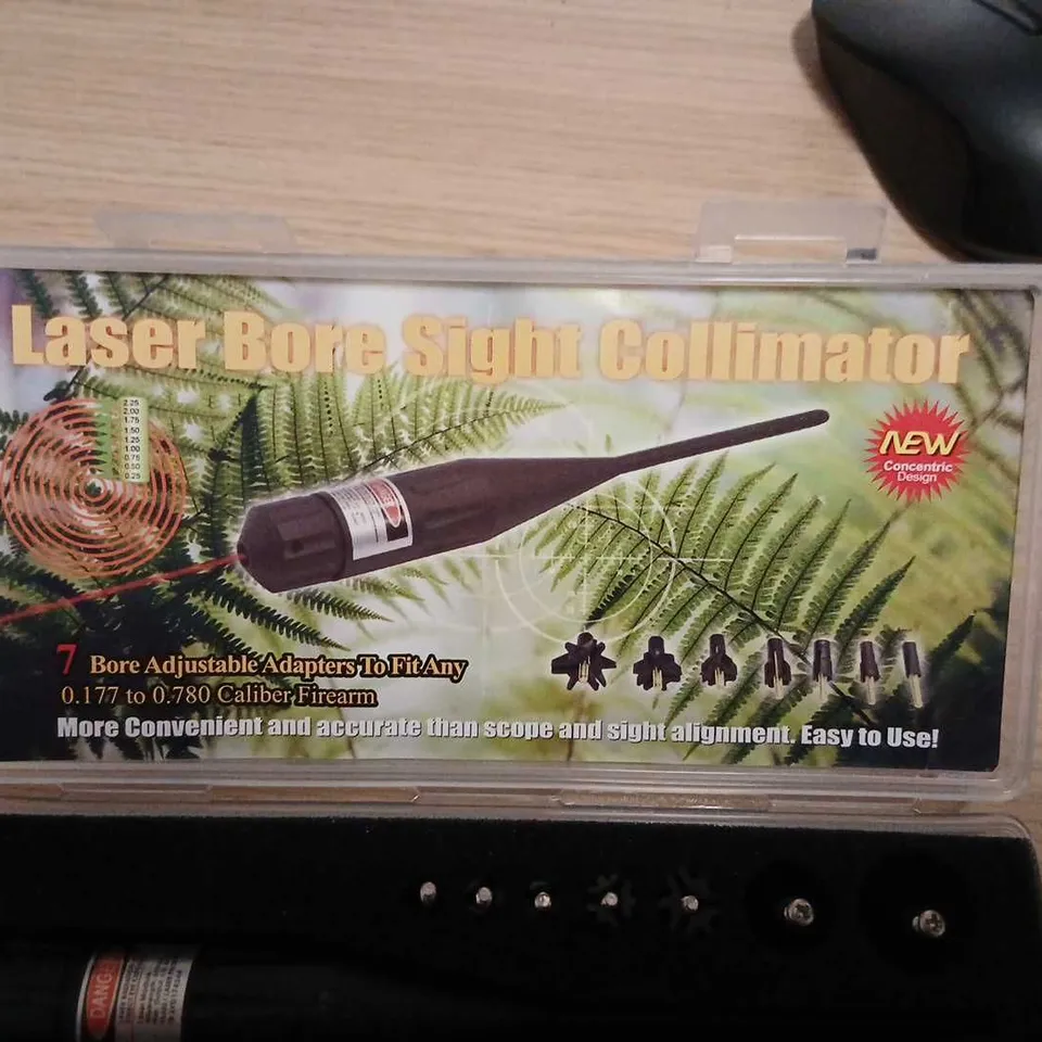 LASER BORE SIGHT COLLIMATOR KIT WITH 7 ADJUSTABLE ADAPTERS
