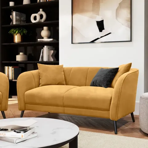 BOXED LOREN 2 SEATER SOFA, MUSTARD CLASSIC VELVET (1 BOX)
