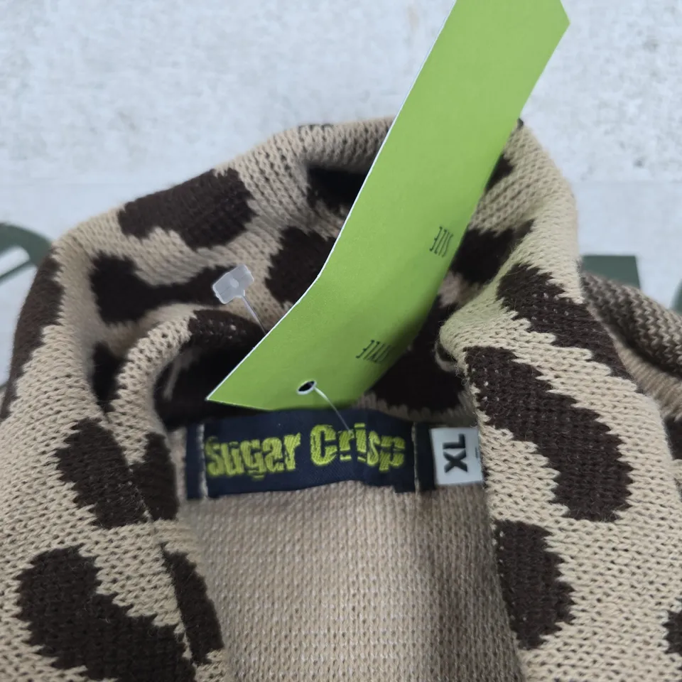 SUGAR CRISP LEOPARD PRINT SCARF JUMPER – XL