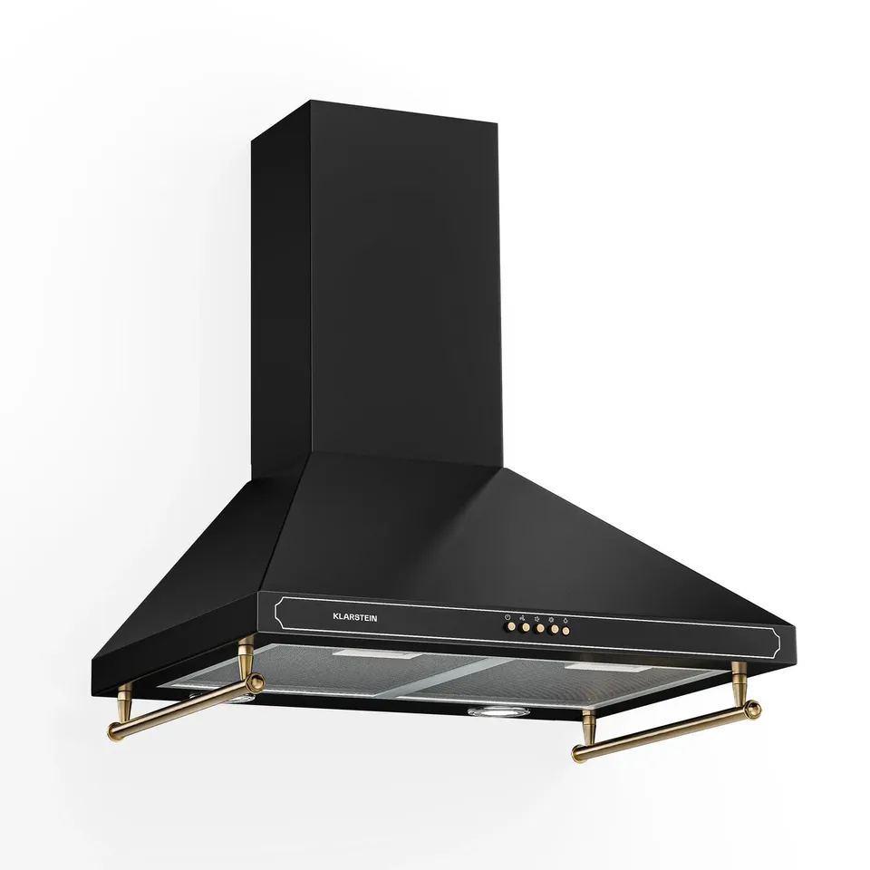 BOXED COOKER HOOD 60 CM KITCHEN EXTRACTOR CHIMNEY HOOD STEEL RETRO 644 M³/H BLACK LED